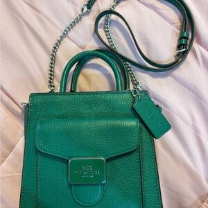 Coach Green Crossbody Bag with Silver Hardware